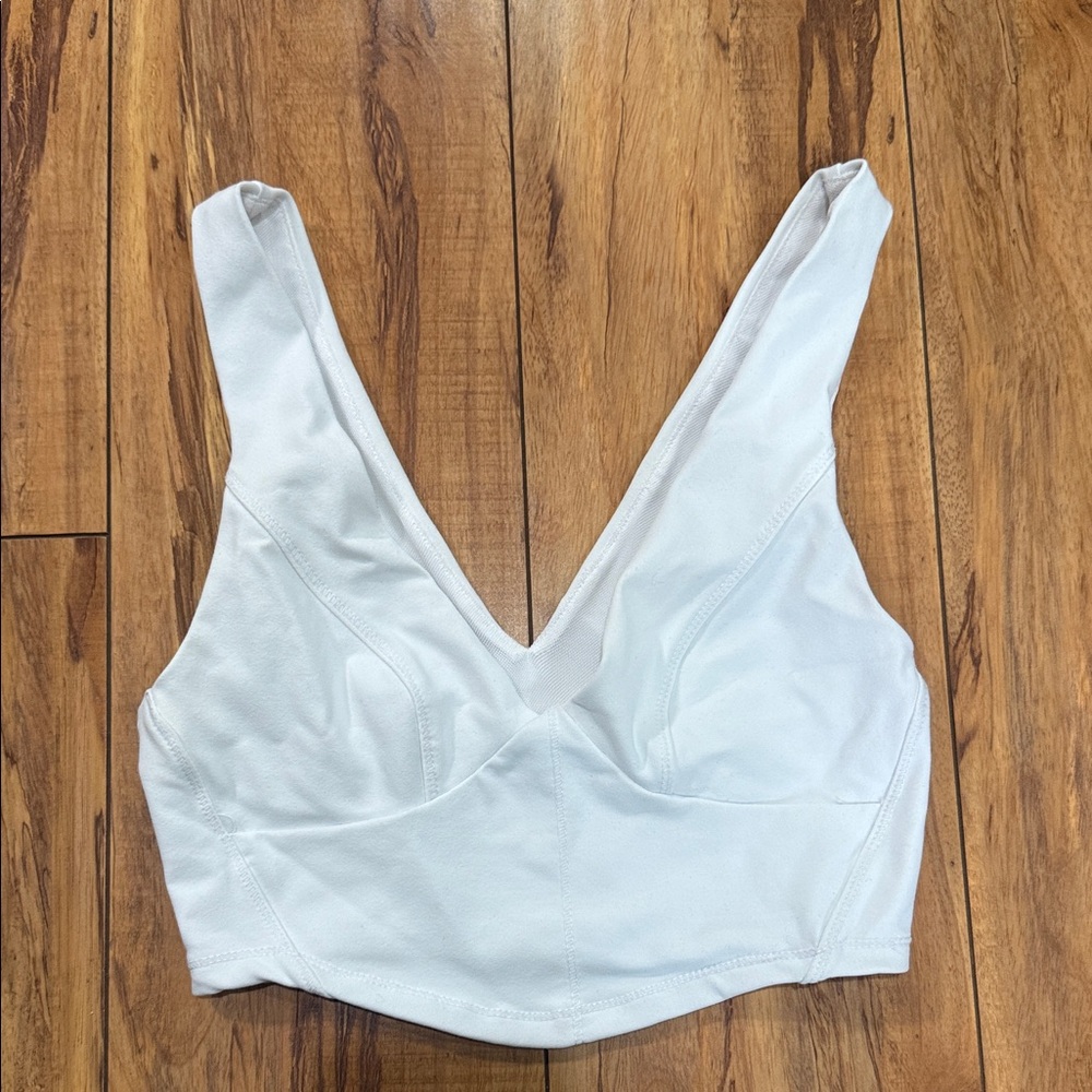 Free People White Deep V-Neck Bralette